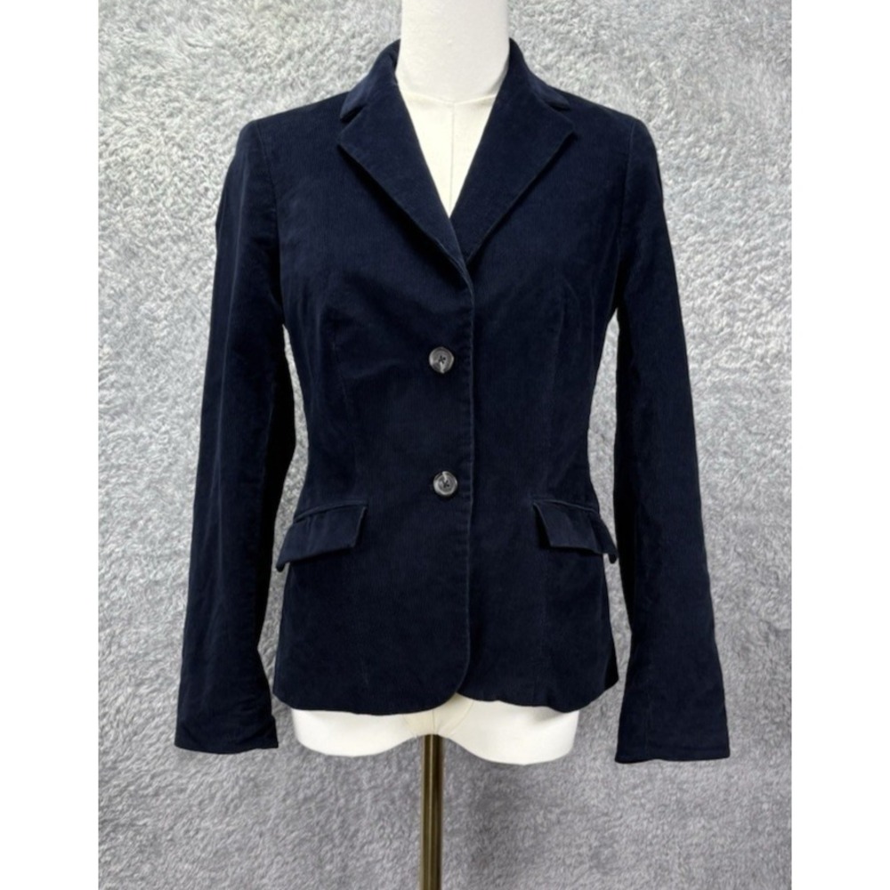 Brooks Brothers Women 4P Navy Corduroy Blazer Stretch Cotton Petite Preppy